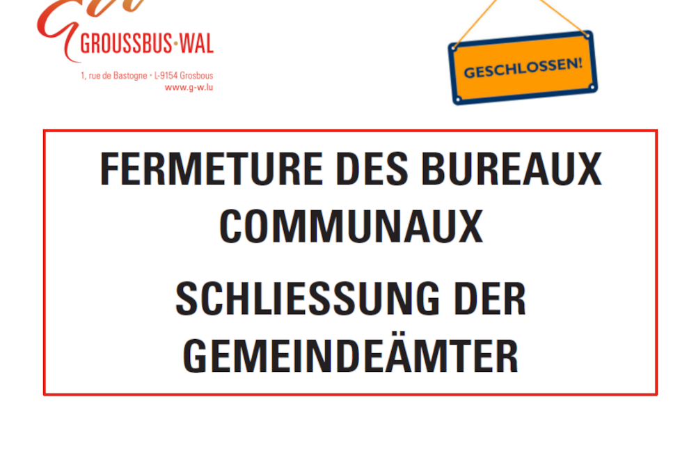 Fermeture bureaux communaux (23/12 – 27/12)