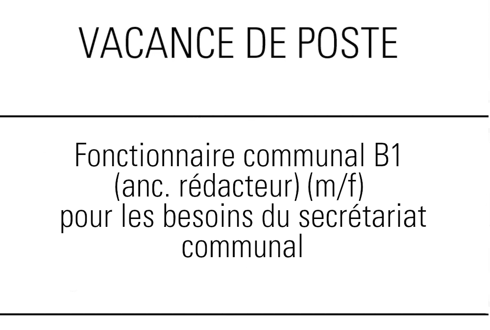 Vacance de poste: fonctionnaire communal B1